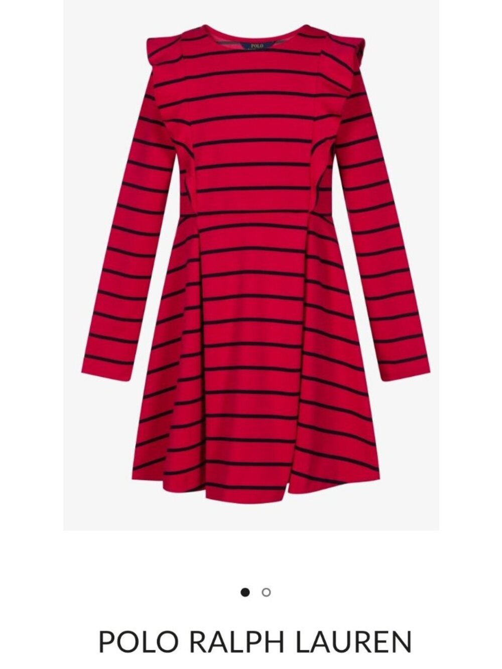 Polo Ralph Lauren Girls XL 16 Fit & Flare Dress NWOT Pink Navy Stripes Logo Hem